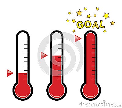 Clipart set of goal thermometers, vector Vector Illustration