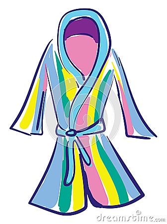 Clipart of a showcase multi-colored bathrobe over white background vector or color illustration Vector Illustration