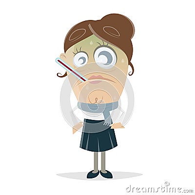 Clipart of a sick woman Vector Illustration