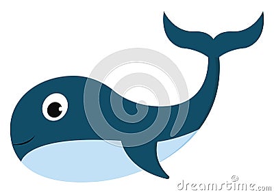 Clipart of a smiling blue-colored whale while swimming vector or color illustration Vector Illustration