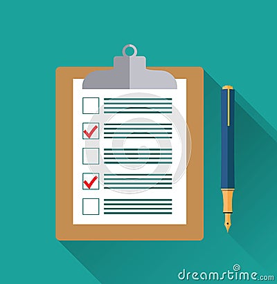 Clipboard with blank checklist form, Vector Illustration