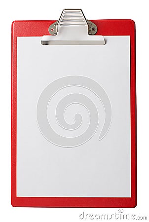 Clipboard with blank paper sheet isolated with Stock Photo