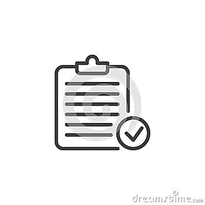 Clipboard Check Mark outline icon Vector Illustration