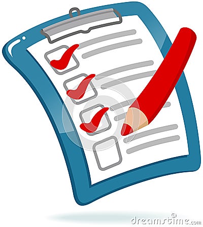 Clipboard with Checklist Stock Photo