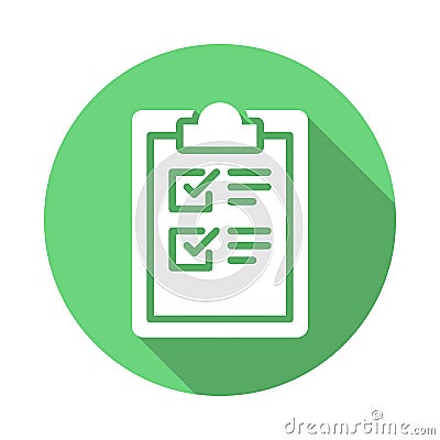 Clipboard checklist flat icon Vector Illustration