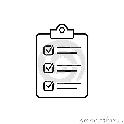 Clipboard with checklist icon, symbol for web site and app design. Vector Illustration