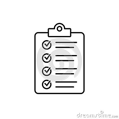 Clipboard with checklist icon, symbol for web site and app design. Vector Illustration