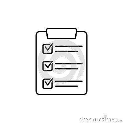 Clipboard with checklist icon, symbol for web site and app design. Vector illstration. Vector Illustration