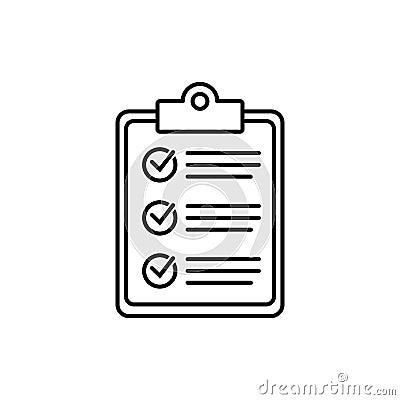 Clipboard with checklist icon, symbol for web site and app design. Vector illstration. Cartoon Illustration