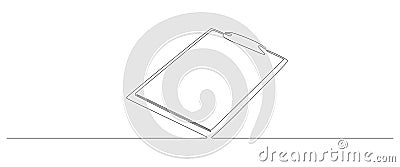 Clipboard with checklist in one continuous line drawing. Concept letter test and to do list in simple linear style. Logo Vector Illustration