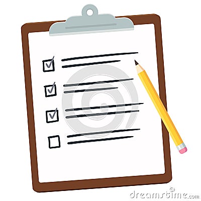 Clipboard with checklist Vector Illustration