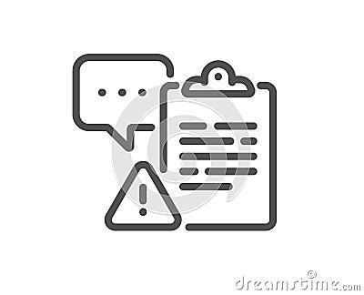 Clipboard document line icon. Attention task sign. Vector Vector Illustration