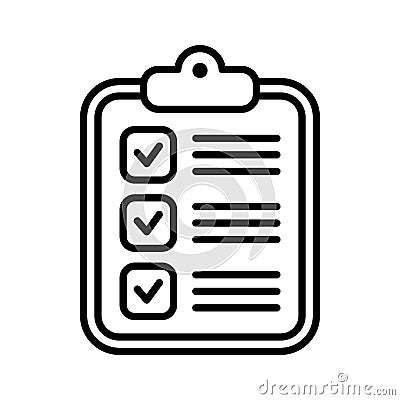 Clipboard icon. Checklist icon of an approved document. Project completed. Tasks vector icon. Task completed. Vector Illustration