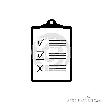 Clipboard icon. Document, file, report test checklist. Check mark symbol. Checkmark sign. Tick icon. Questionnaire form Stock Photo