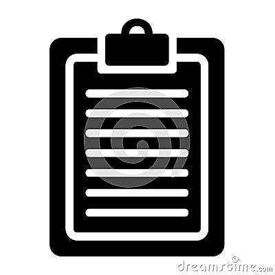 Clipboard icon in solid style for any projects Vector Illustration