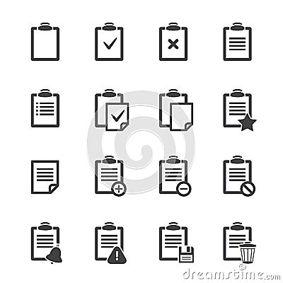 Clipboard icons over white.Vector ofice document Vector Illustration