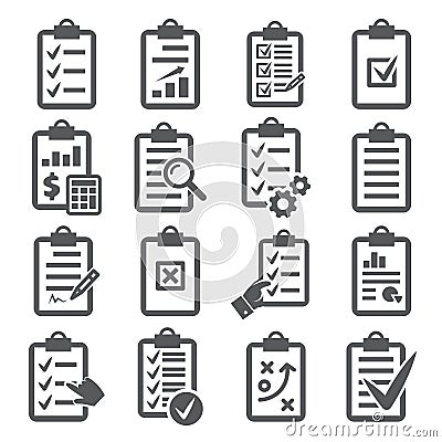 Clipboard icons set on white background Vector Illustration