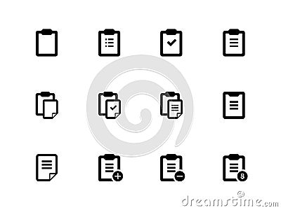Clipboard icons on white background. Vector Illustration