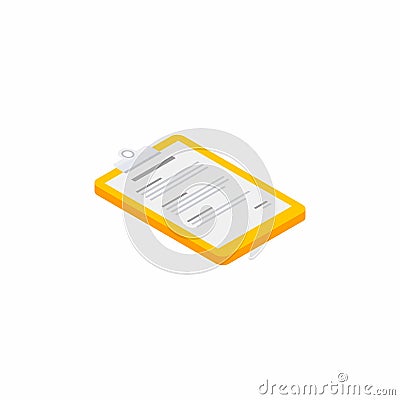 Clipboard Isometric right view - White Background icon vector isometric Vector Illustration