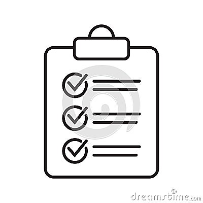 Clipboard line icon. Checklist sign symbol. Vector Illustration