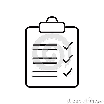 Clipboard line icon. Checklist sign symbol. Vector Illustration