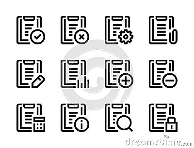 Clipboard, Notepad and Task board editable stroke line vector icons. Vector Illustration