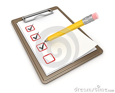Clipboard and pencil Stock Photo