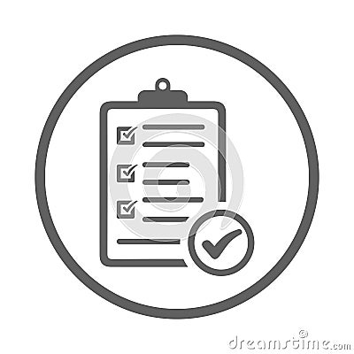 Clipboard, points, checklist icon. Gray vector graphics Stock Photo