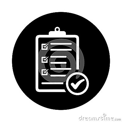 Clipboard, points, checklist icon. Black vector design Stock Photo