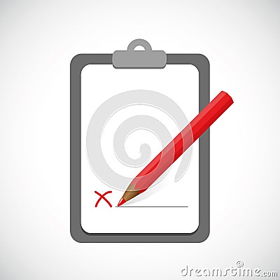 Clipboard with red pen business design Vector Illustration