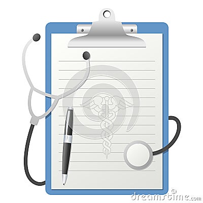 Clipboard with Stethoscope Vector Illustration