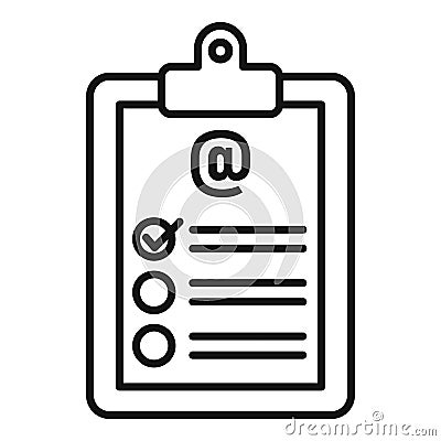 Clipboard survey icon, outline style Vector Illustration