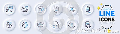Clipboard, Swipe up and Lock line icons for web app. Pictogram icon. Vector Vector Illustration