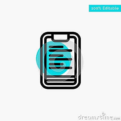 Clipboard, Text, Board, Motivation turquoise highlight circle point Vector icon Vector Illustration