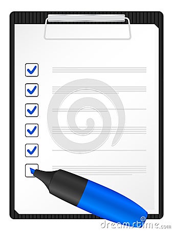 Clipboard and text marker Vector Illustration