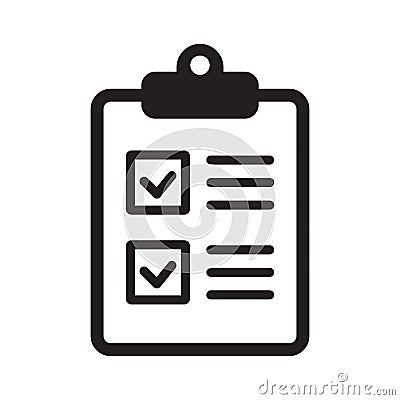 Clipboard vector icon. Task checklist icon. Task completed. Signed icon of an approved document. Project completed. Vector Illustration