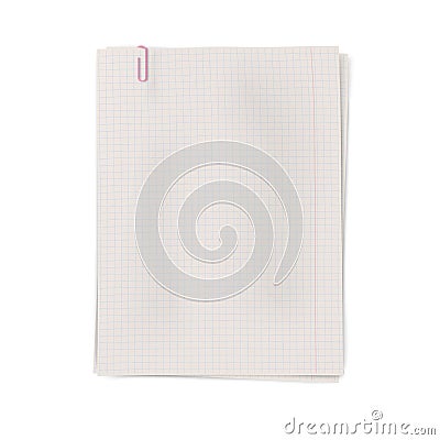 Clipped pile of squared sheets of notebook paper isolated on white background Vector Illustration