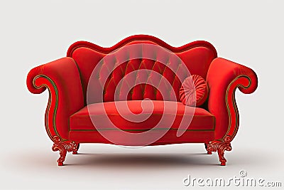 Clipping path isolation of a red couch Stock Photo