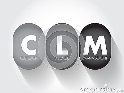 CLM - Customer Lifecycle Management is the measurement of multiple customer-related metrics, which, when analyzed for a period of Stock Photo