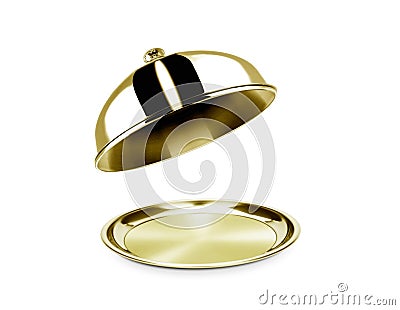 Cloche and platter with open lid Stock Photo