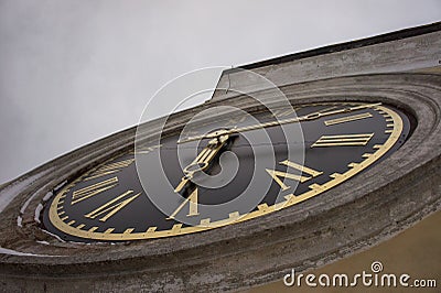 The clock on the bell tower. Nilo-Stolobenskaya Deserts. Stock Photo