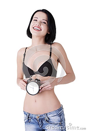 Clock on belly Stock Photo