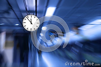 Clock blurred ,conceptual image of time running or passing away effect zoom out Stock Photo