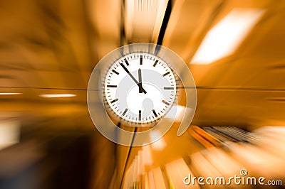 Clock blurred ,conceptual image of time running or passing away effect zoom out Stock Photo