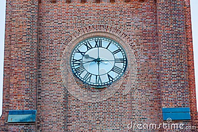 Clock Brick Wall Stock Photo