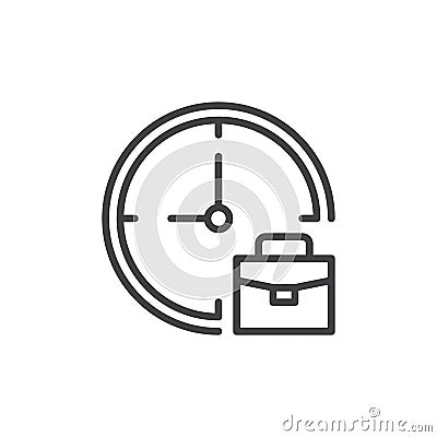 Clock and briefcase outline icon Vector Illustration