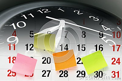 Clock and Calendar Page Stock Photo