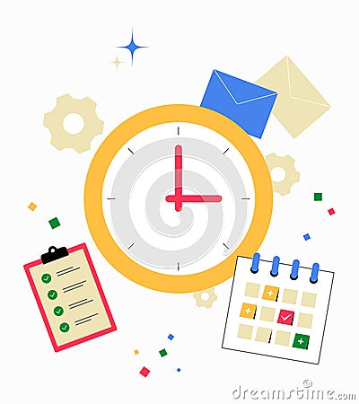 Clock With Calendar And Task List In Flat Vector Illustration Symbolizing Time Management, Productivity, And Scheduling Vector Illustration