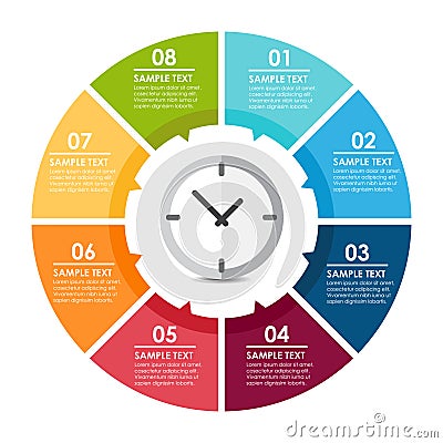 Clock circle infographic Vector Illustration