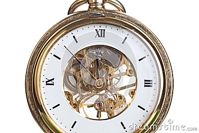 Clock close up isolated on white background Stock Photo